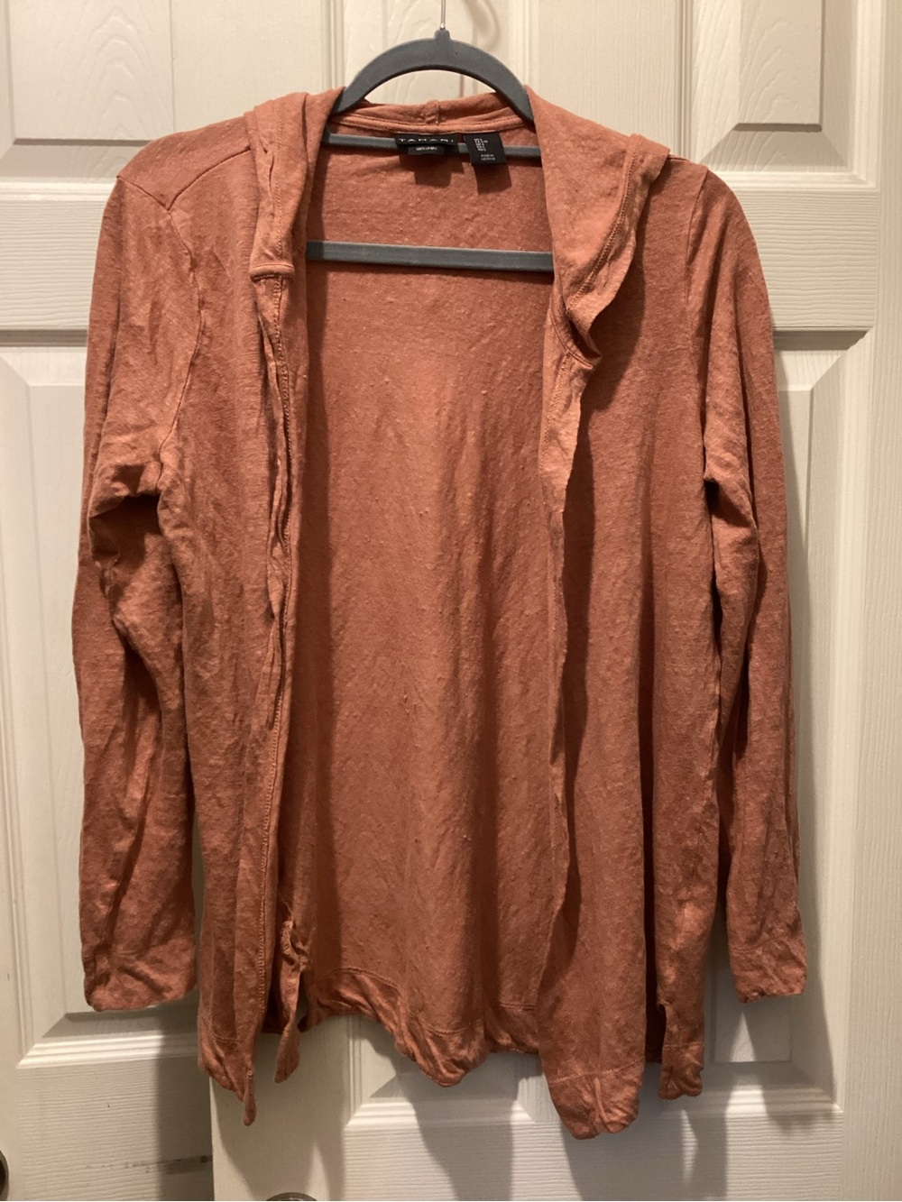 Tahari Linen Open-Front Top in Rust